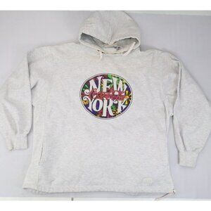 Vintage Coca Cola New York Hoodie Size XL Gray Logo Heavyweight Open Bottom‎